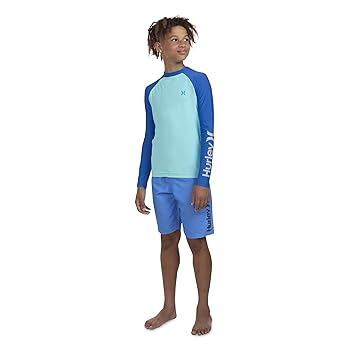 セットFCRB Hurley RASH GUARD、 SWIM SHORTS Hurley Boys' Long Sleeve UPF 50+ Rash Guard Swim Shirt